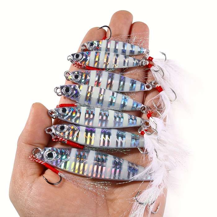 1pc Glow-in-the-Dark Lead Fishing Lure Hard Bait Metal Hook Feathered Hook 7.8cm-40.6g
