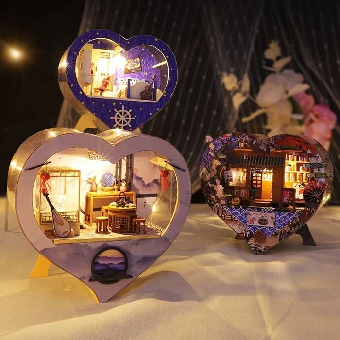 Building Toy Architectural Model Toy Set Style Love House Blue Style