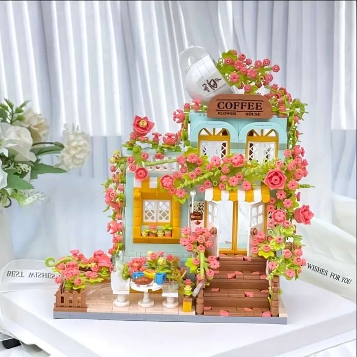 Building Toy Architectural Model Toy Set Model Chinese Restaurant Flower House  Gift Box