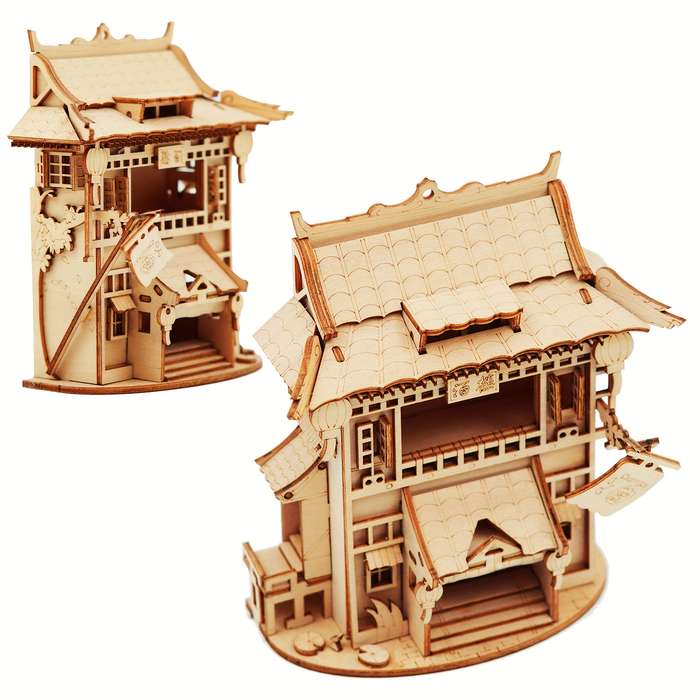 Building Toy Architectural Model Toy Set Items Wooden Puzzle Restaurant