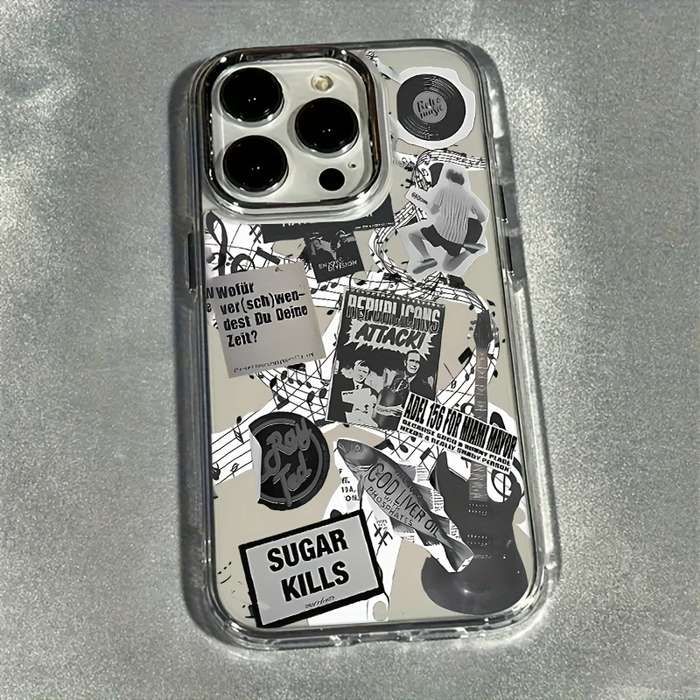 1Pc Mixed Color  For iPhone 15 Pro Max Retro Guitar Phone Case