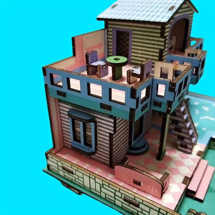 Building Toy Architectural Model Toy Set Style Seaside Villa