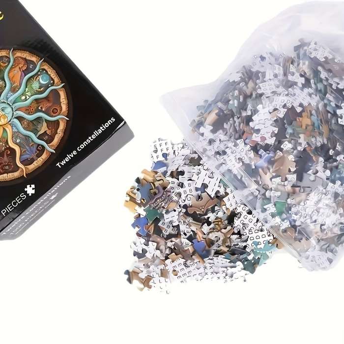 1000pcs Zodiac Signs Jigsaw Puzzle Vibrant Astrological Chart Design with Sun Moon