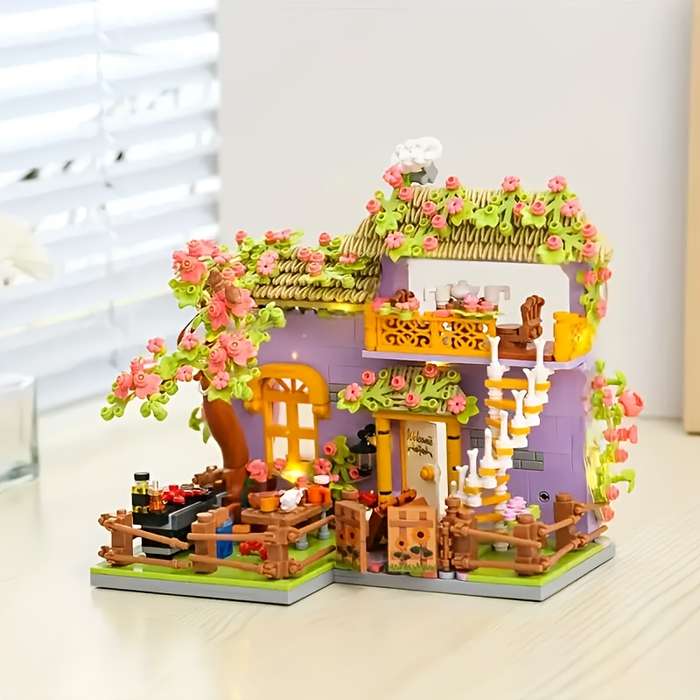 Building Toy Architectural Model Toy Set Color Flower Cottage