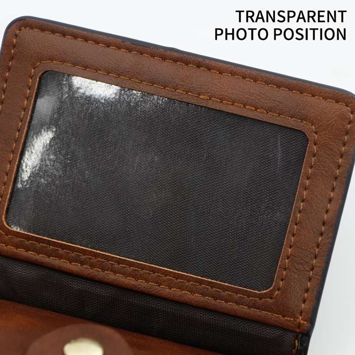 1pc Classic Vintage Solid Color Wallet Minimalist Textured Credit Card Holder With Card Slots