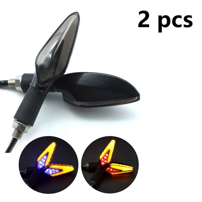 2pcs LED Motorcycle Turn Signal Lights 12V 8mm Daytime Running Lights for Motor Vehi