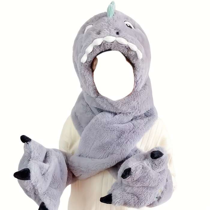 Winter Hat Color Blue Dinosaur Size One Size