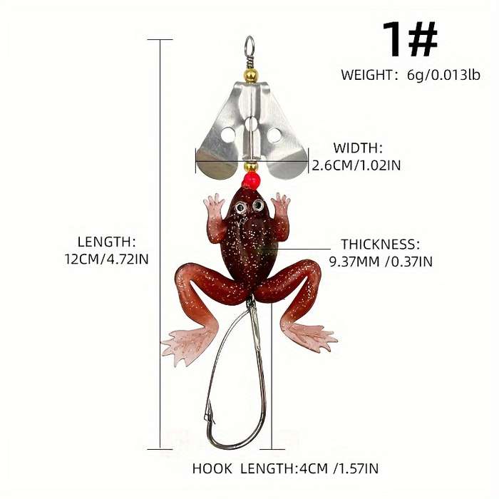 1pc Lifelike Soft Frog Swimbait with Sharp Hook Topwater Rubber Fishing Lure for Bass Durabl