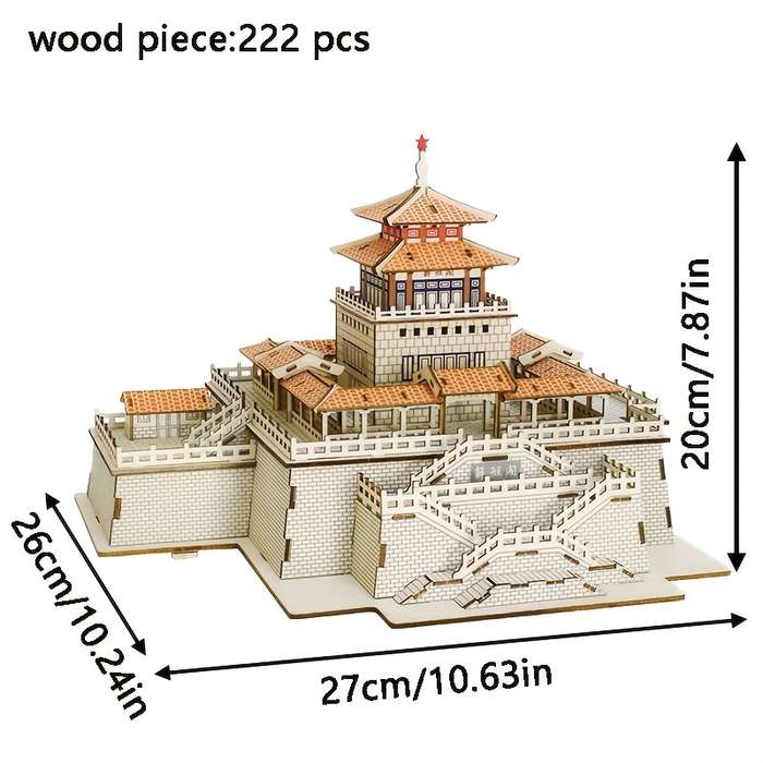 Building Toy Architectural Model Toy Set Items 3D Ancient Architecture Wooden Puzzle