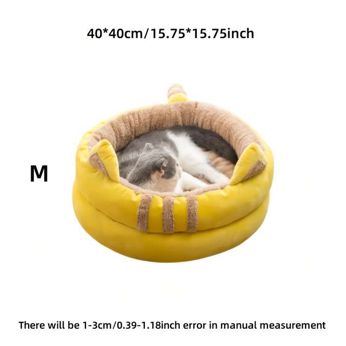 Pet Supplies Color Half Enclosed Cat Bed Yellow Size 40 X 40Cm
