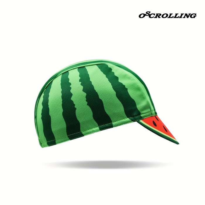 1pc Oscrolling Cycling Cap Vibrant Watermelon Slice Design 100% Polyester Breathable Lightweight