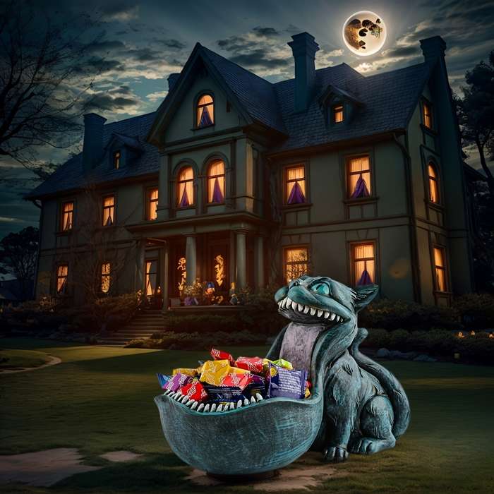Halloween Decorations Items Large Mouth Cat Statue Decoration