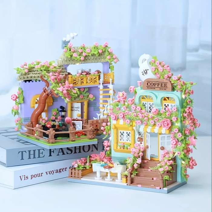 Building Toy Architectural Model Toy Set Model Chinese Restaurant Flower House  Gift Box
