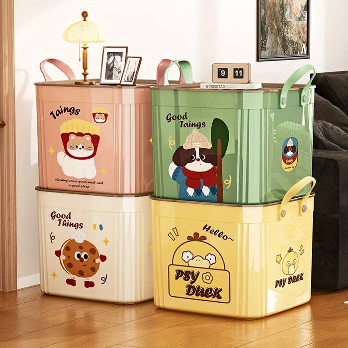 Storage And Organizationmodel Extra Large Lid Storage Box   33.1Cm    With Lid   Cream White