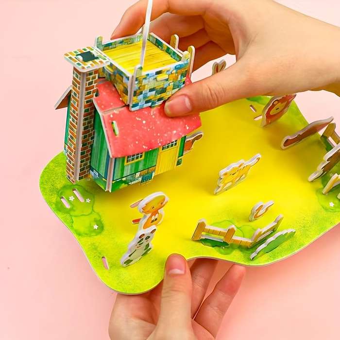 Building Toy Architectural Model Toy Set Style Pink Castle