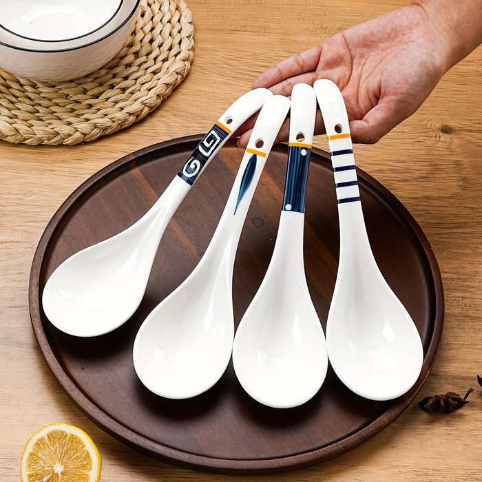 1pc Soup Spoon Rice Spoon Japanese Extra Large Ceramic Spoon Durable and Stylish Kitchen Tabl