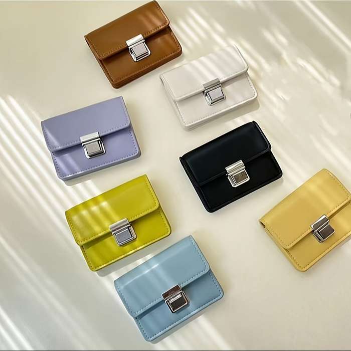 1pc Mini Simple Student Wallet Flip Style Money Clip Fresh Portable Card Holder
