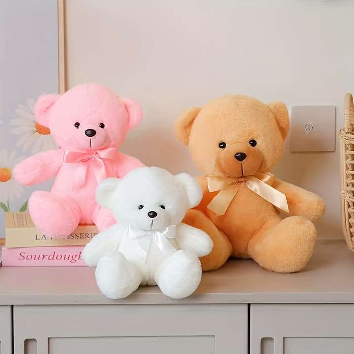 Toy Doll Size 20Cm 7.87In Style 3Pcs Teddy Bear White  Add    Light Brown  Add    Pink