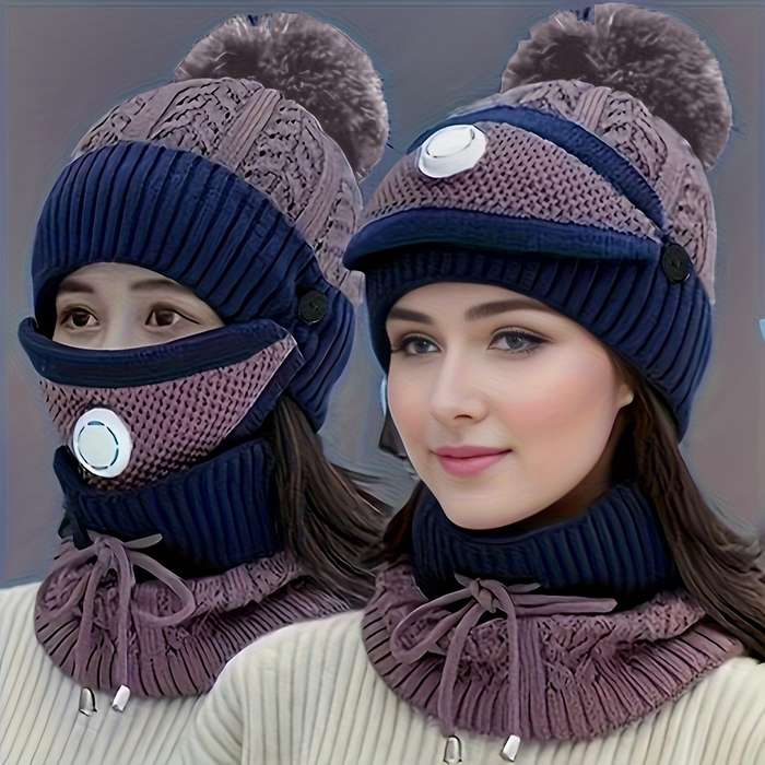 Winter Hat Color Mask Add Hat Add Scarf  Pink