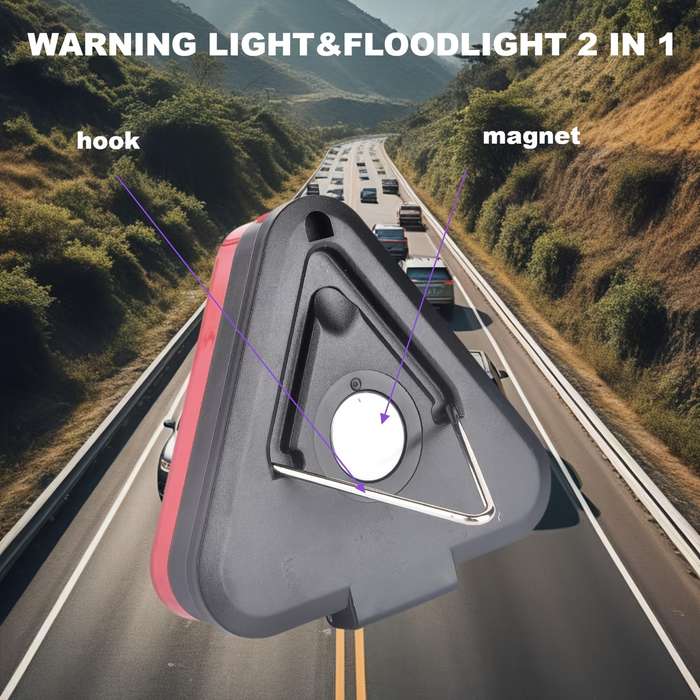 1pc 2in1 Warning Light Flashlight Using 3 AA Dry Batteries Powered Hook Magnetic Adhe