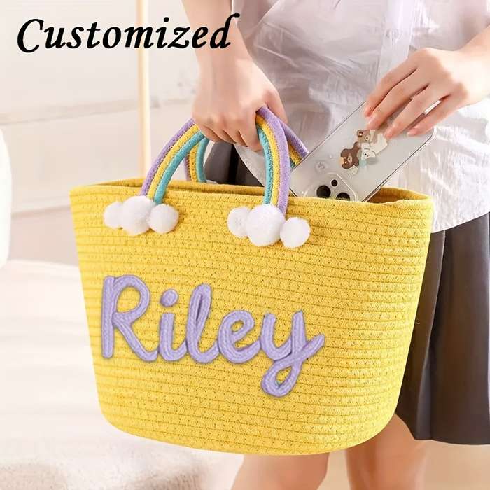 Storage And Organizationcolor White Basket Purple Rope