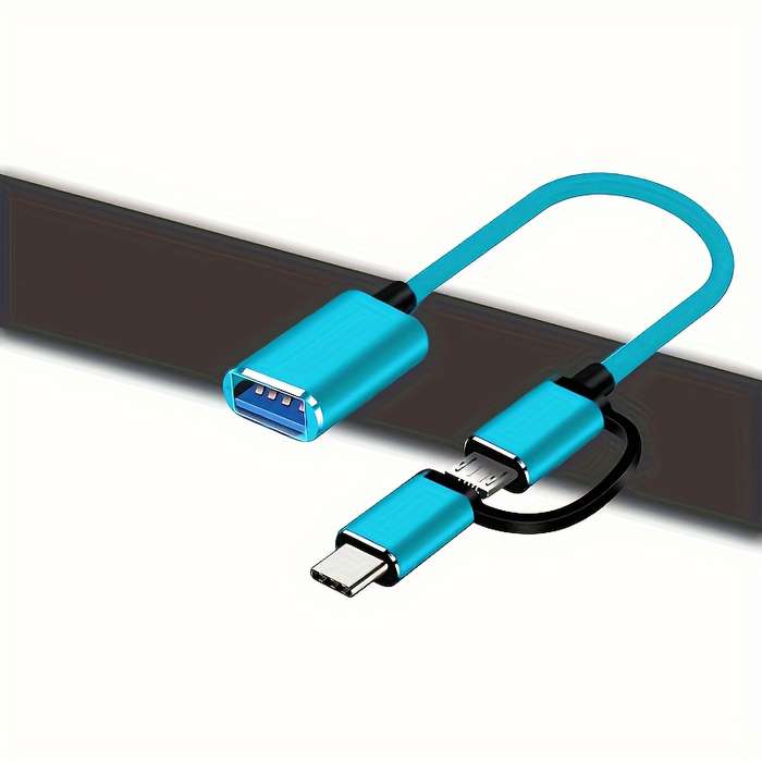 1pc 2in1 USB OTG Adapter Cable Versatile Converter for Multiple Devices Durable and Flexibl