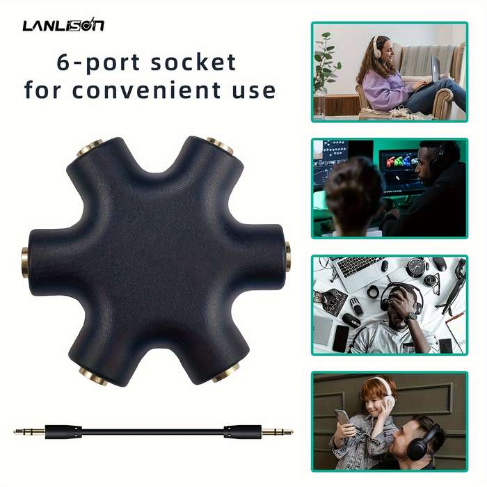 1pc 3.5mm Audio Splitter Cable Share Music with 5 Headphones Durable ABS Available in White