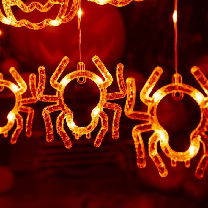 Halloween Decorations Style Spider  Add   Pumpkin Curtain Light
