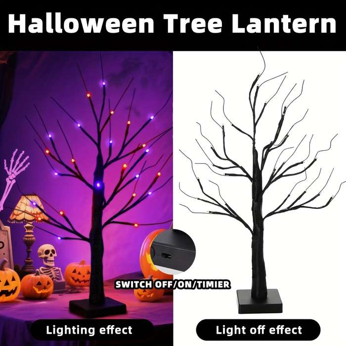 Halloween Decorations Color Purple And Orange Size 24Led With Timer Function