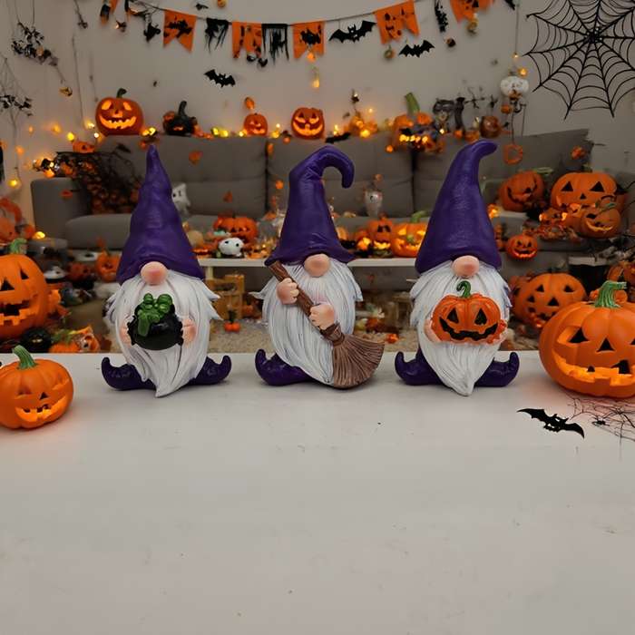 Halloween Decorations Color Gnome Statue Figurine Purple