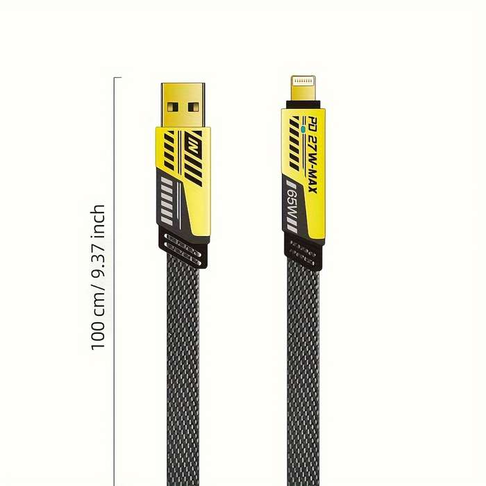 1pc Fast Charging 4-in-1 Cable Dual Type-C USB Lighting Connectors 47.24in 120cm Fabric F