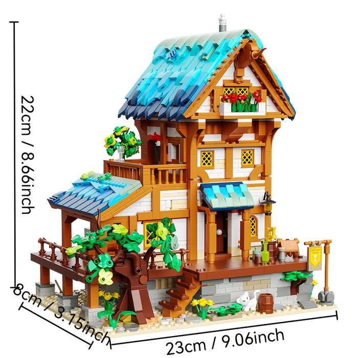 Building Toy Architectural Model Toy Set Color Medieval Tavern 1682Pcs