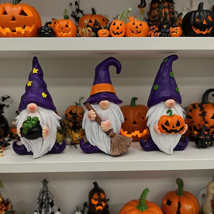 Halloween Decorations Color Gnome Statue Figurine Purple