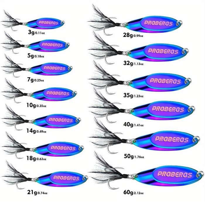 1pc 35g Proberos Premium Metal Fishing Spoon Lure with Dressed Hook
