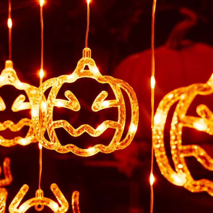 Halloween Decorations Style Spider  Add   Pumpkin Curtain Light