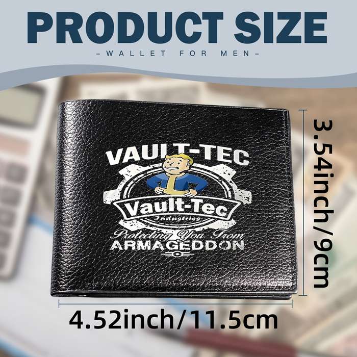 1pc Vault-Tec Men'S Black Faux Leather WalletCasual Style Crocodile Pattern Multi-Function
