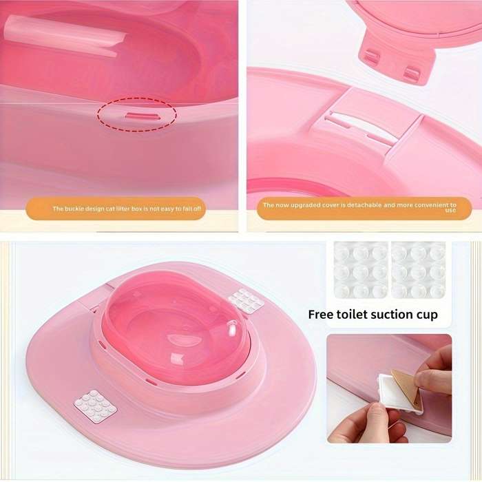 Pet Supplies Color Blue    Cat Toilet Training Basin  Add  2 Strong Suction Cups Size Set