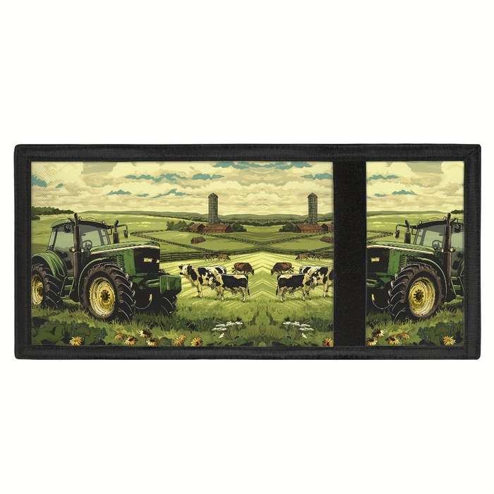 1pc Casual Style Trifold Polyester Wallet for Men American Flag Farm Tractor Design Outdoor