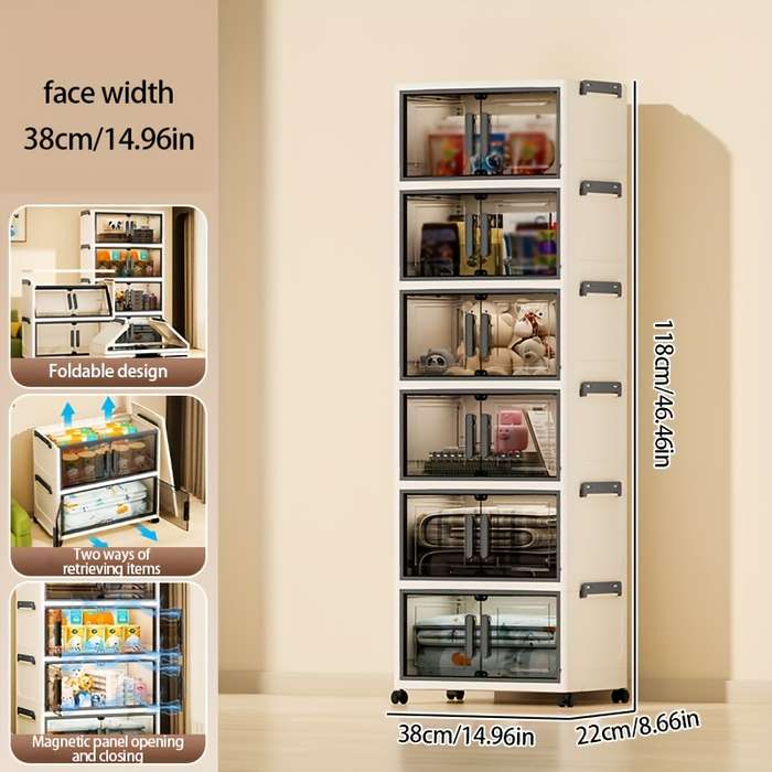 Storage And Organizationmodel 5 Layers   Width 38Cm 14.96In  Translucent Color   With Wheels  X  4