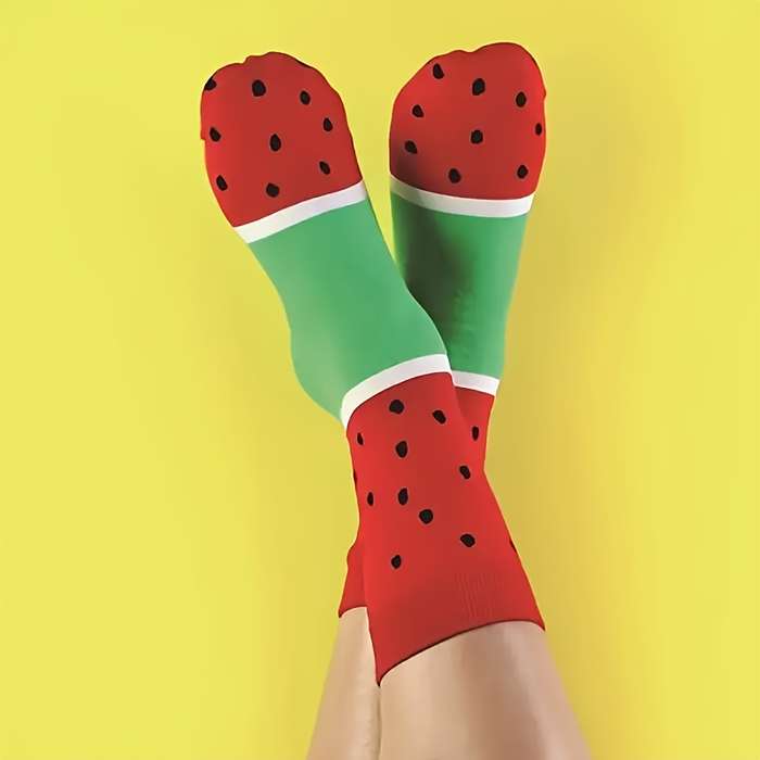 1 Pair Yellow Pineapple Ice Cream One Size Socks