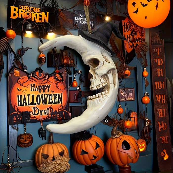 Halloween Decorations Items Skull Moon