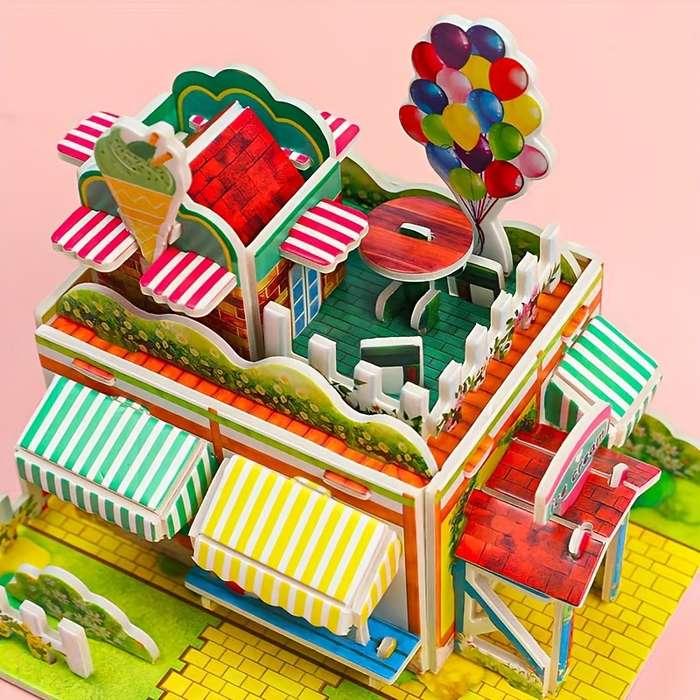 Building Toy Architectural Model Toy Set Style Pink Castle