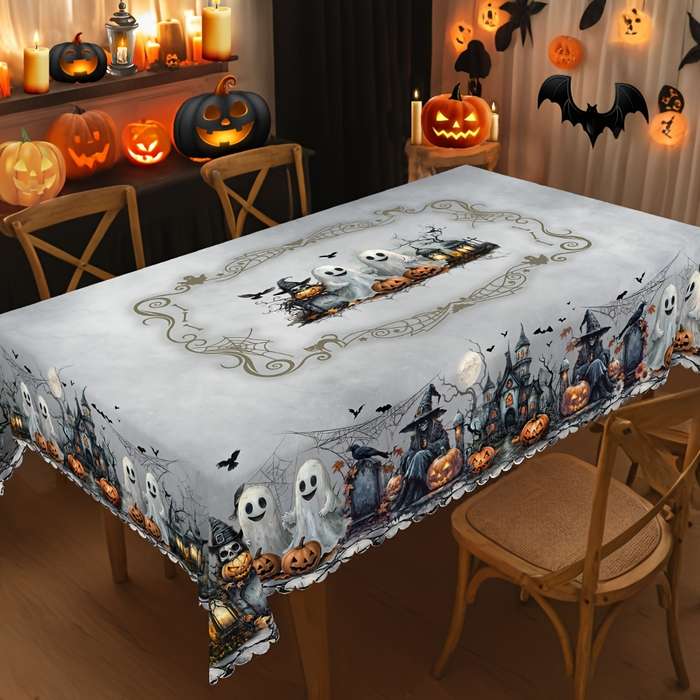 Halloween tablecloth decoration size Rectangle 60x120In 152x305cm add 4pcs Self adhesive