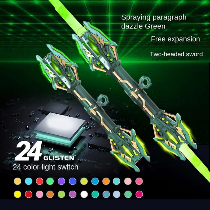 Toy Weapons Color Lightning Star Flash Sword  Aurora Green  [Six  Color Light Switching]