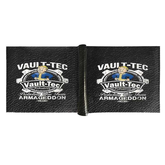 1pc Vault-Tec Men'S Black Faux Leather WalletCasual Style Crocodile Pattern Multi-Function