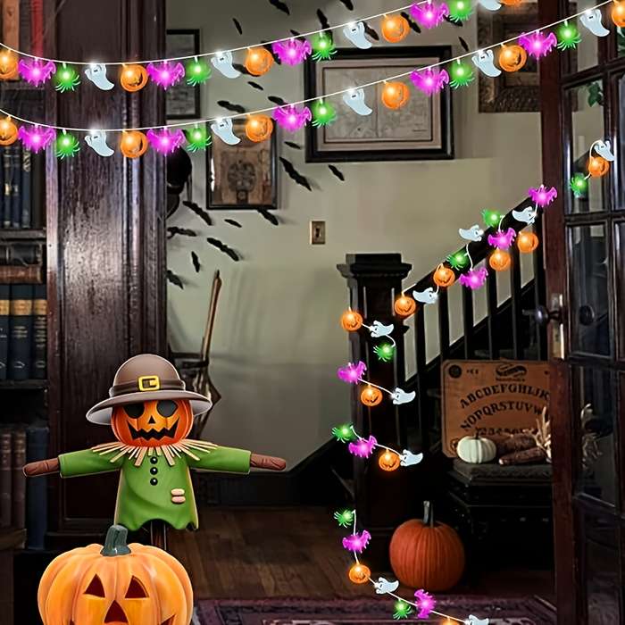 Halloween Decorations Model 40 Light Pumpkin Bat Ghost Spider Light String