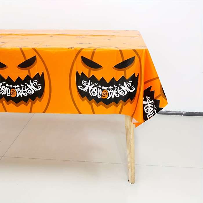 Halloween tablecloth decoration color Spooky Pumpkin Halloween Tablecloth size 137 x 274CM