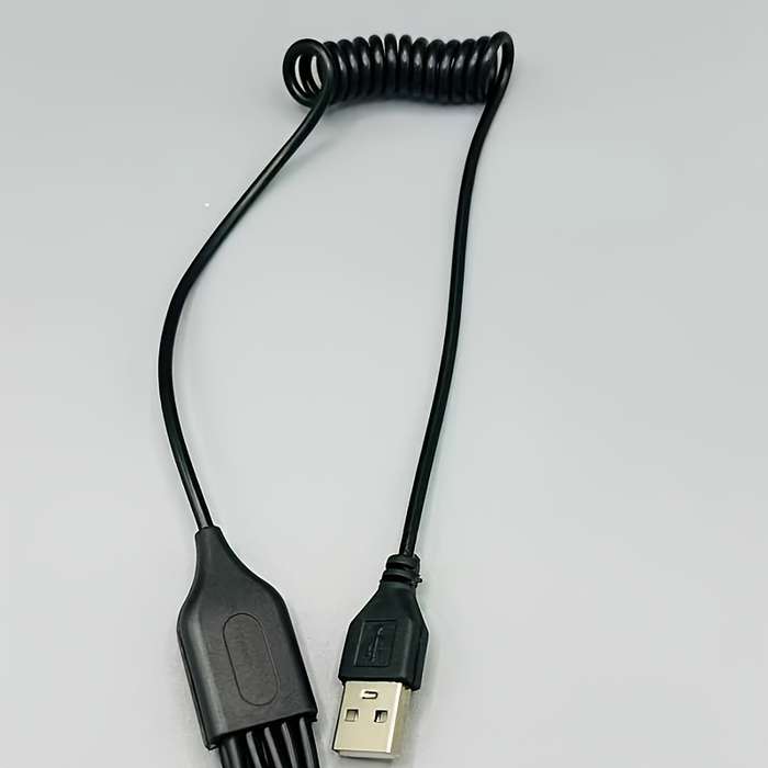 1pc 10in1 Multi-Device USB Charging Cable Hub Black PVC Flat Design with 10 Connectors for Si
