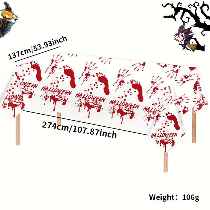 Halloween tablecloth decoration Style Bloodstained Handprint and Footprint Tablecloth