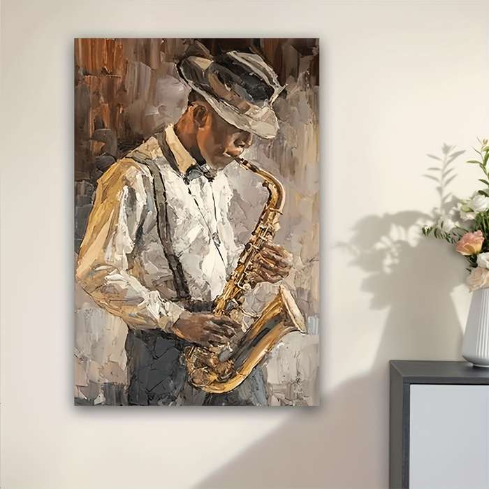 1pc  40x60cm Art Deco Style Saxophonist Poster Frameless Portrait Wall Hanging Decor for Home O